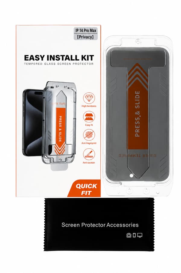 Privacy Glass med applikator til iPhone 14 Pro Max - Nem installation