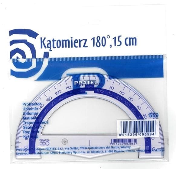 Vinkelmåler 15 cm 180 grader PRATEL