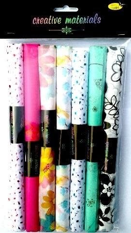Silkespapper i satin med tryck 25x37cm 7 st