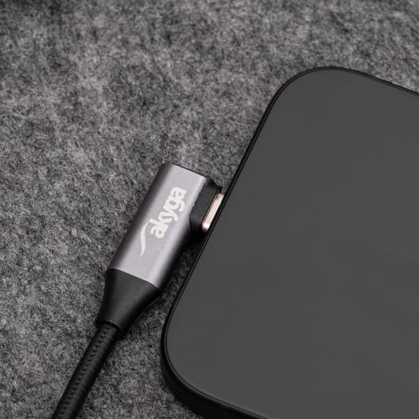 USB-C / Lightning-kulmakaapeli 30 cm AK-USB-55 30W punottu