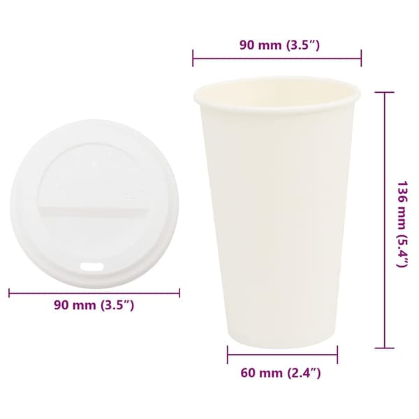 vidaXL Pappmuggar med lock, 1000 st, 400 ml