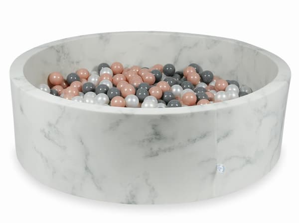 Torr pool 130x40 marmor med 700 bollar: roséguld, grå, pärlfärgad