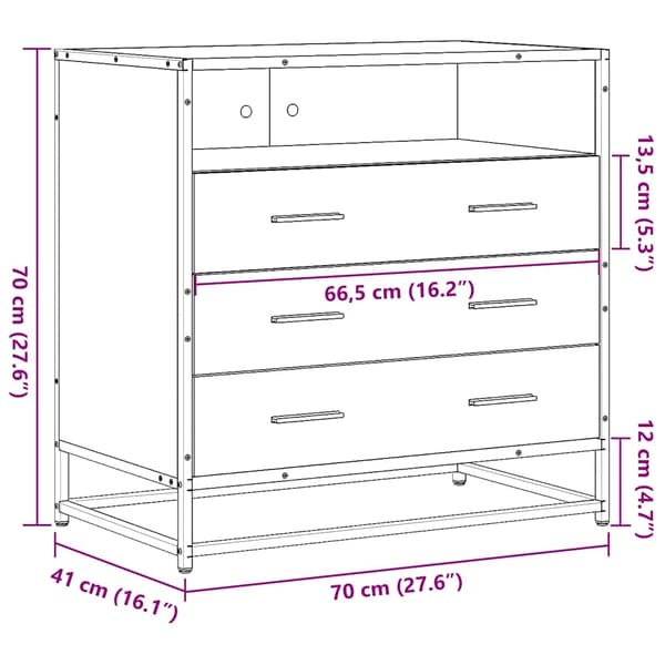 vidaXL kommode, brun eg, 70x41x70 cm, træbaseret materiale