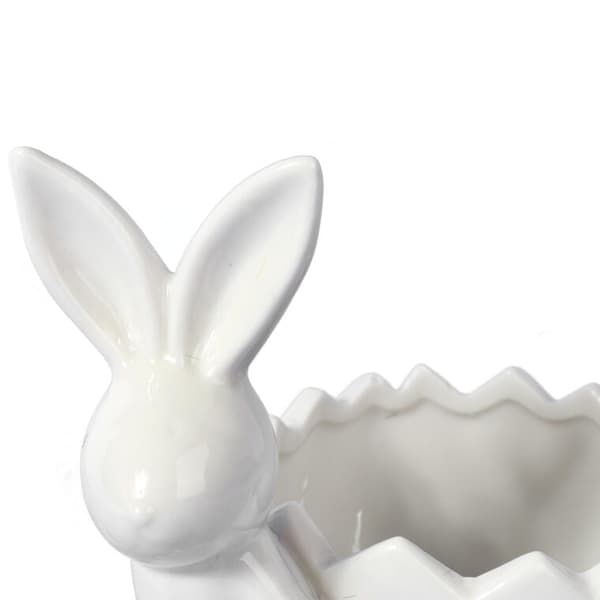 Hvid Keramik Påskehare Figur 14cm
