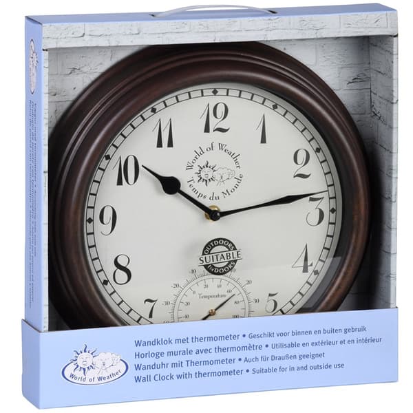 Utomhusväggklocka med termometer