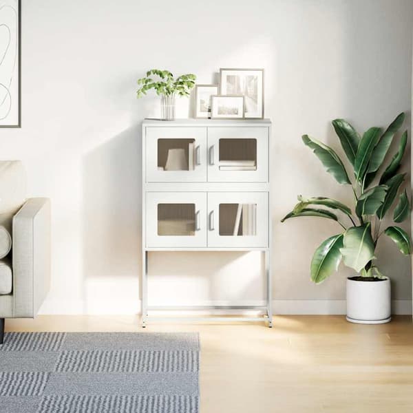 vidaXL kommode hvid 68x39x107 cm stål