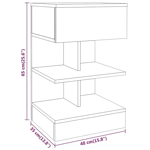 vidaXL sengebord brunt egetræ 40x35x65 cm