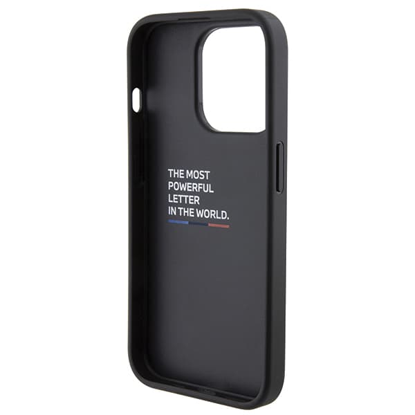 BMW Grip Stand Smooth & Carbon Cover til iPhone 15 Pro, Sort