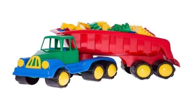 Bil med släpvagn och MIX-block