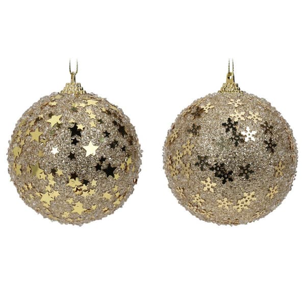 Guldglitter julgranskulor 12 st.