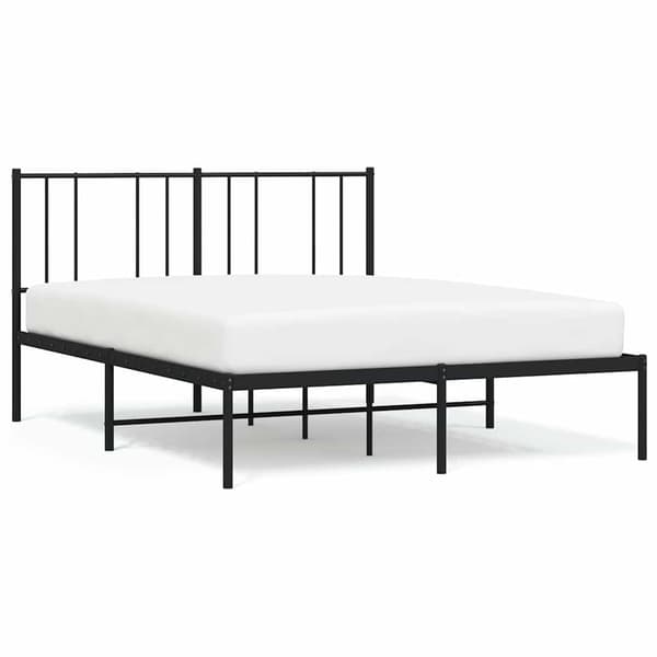 vidaXL metalsengestel med hovedgærde sort 150x200 cm