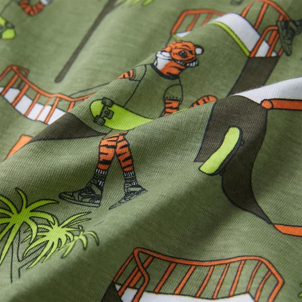Barnpyjamas med kort ärm, khaki, 92