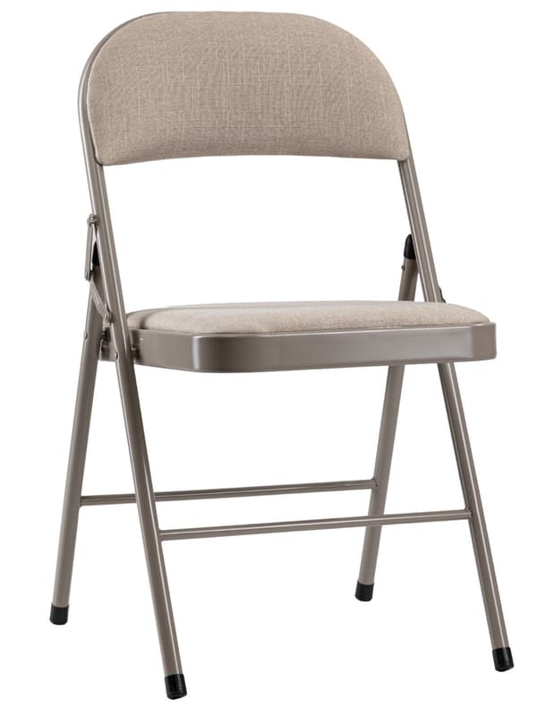 Klapstol i metal med beige polstring