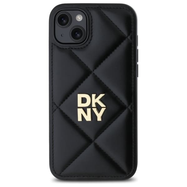 DKNY Quilted Stack Logo-skal till iPhone 15 Plus, Svart