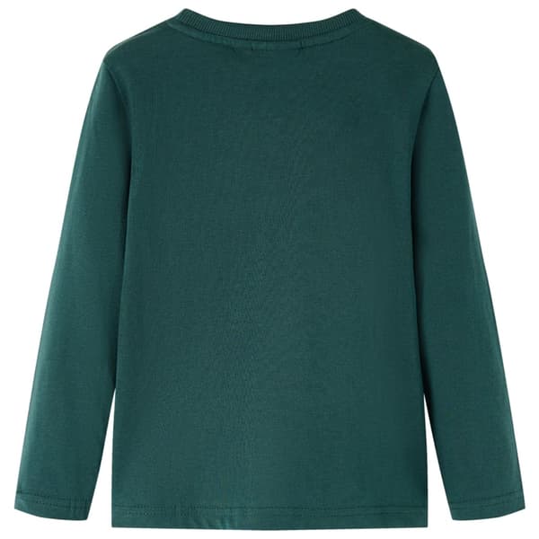 Barn långärmad T-shirt, mörkgrön, 128