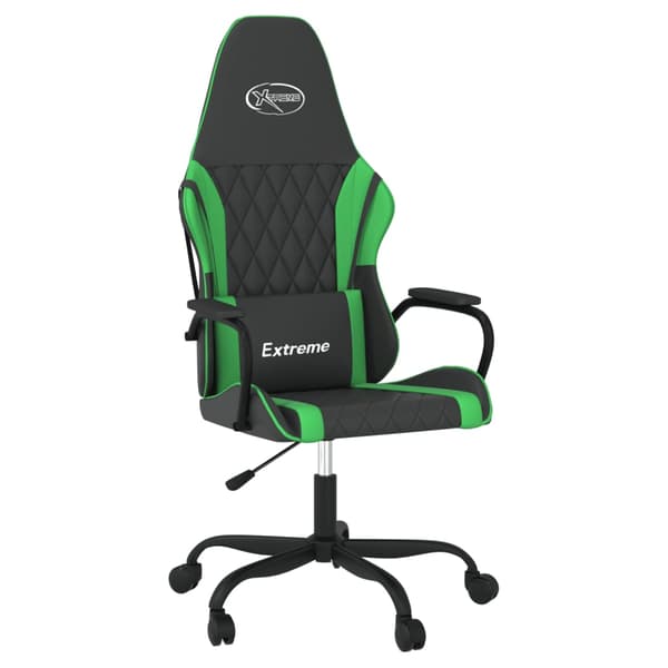 vidaXL massage-gamingstol, sort og grøn, kunstlæder