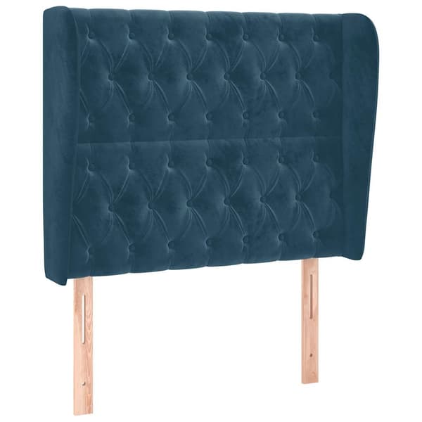 vidaXL Vingad sänggavel mörkblå 103x23x118/128 cm sammet