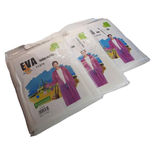 Lang regnfrakke poncho hvid 3 stk.