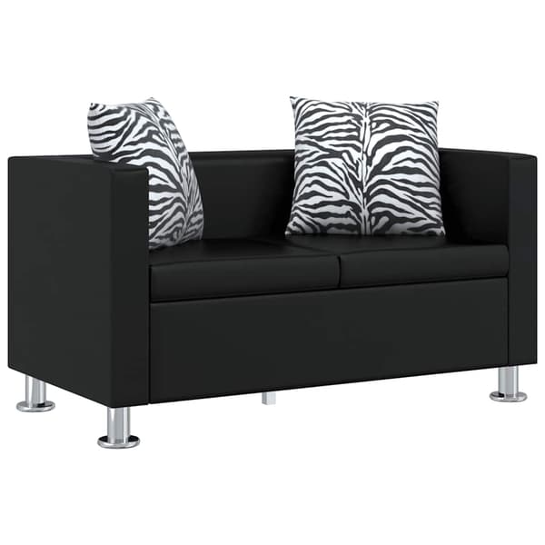 vidaXL 2-personers sofa i kunstlæder sort