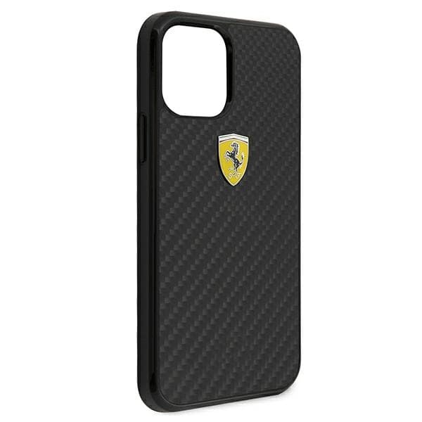 Ferrari FERCAHCP12SBK iPhone 12 mini 5,4" sort/sort hårdt cover On Track Real Carbon