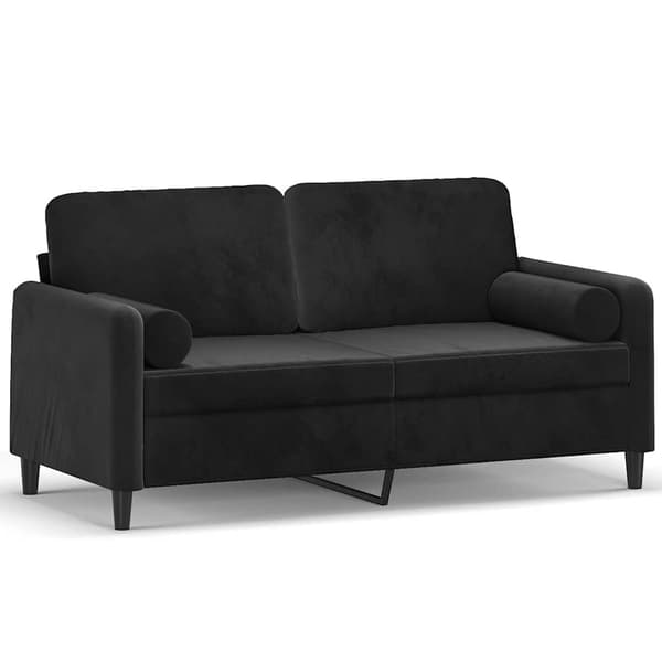 vidaXL 2-sitssoffa med kuddar, svart, 140 cm, sammet