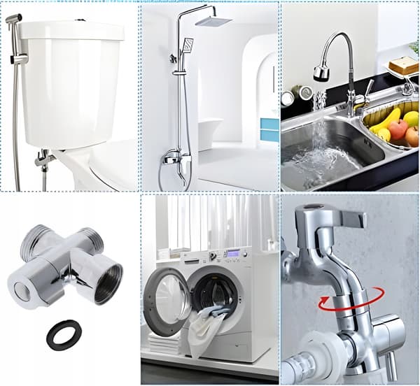 Ventil til badekarbrusearmatur 3/4x1/2x3/4 omskifter til regnbruser