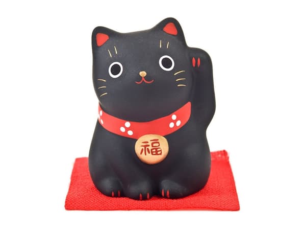 Maneki Neko Statyett - Svart