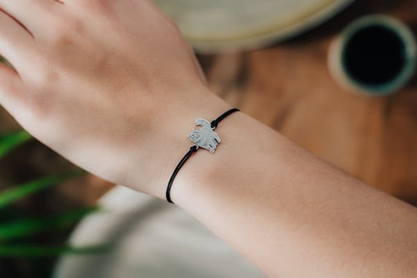 Silverfärgad ragdoll-kattarmband på snöre