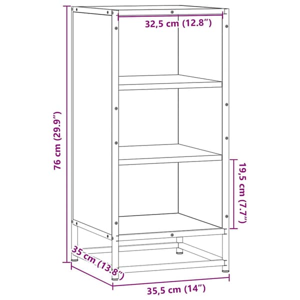vidaXL skab brunt egetræ 35,5x35x76 cm træbaseret materiale