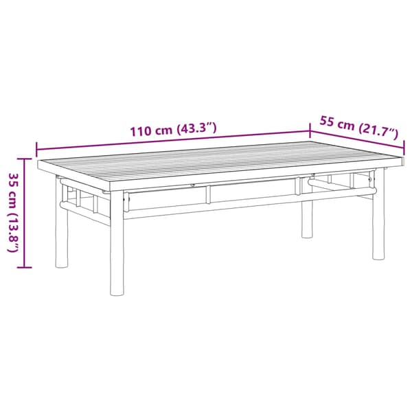 vidaXL Soffbord, 110x55x35 cm, Bambu
