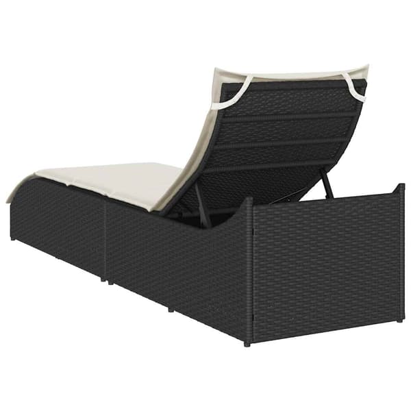 vidaXL foldbar liggestol med hynde og opbevaring sort polyrattan