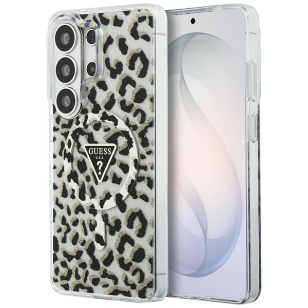 Guess IML Leopard Print Triangle MagSafe-etui til Samsung Galaxy S26 Ultra, sort