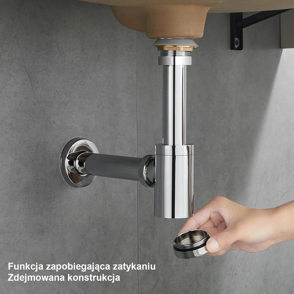 Säädettävä yleispesualtaan sifoni, kromi
