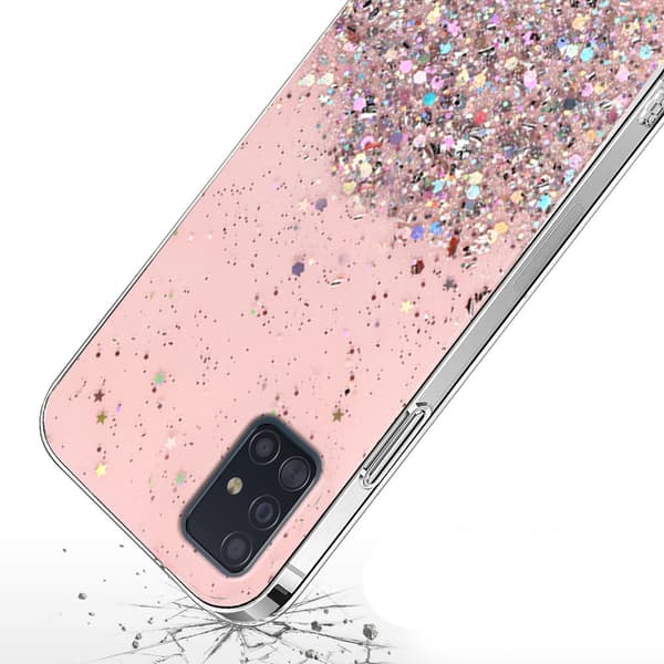 Samsung Galaxy A51 4G cover, glitrende, lyserød