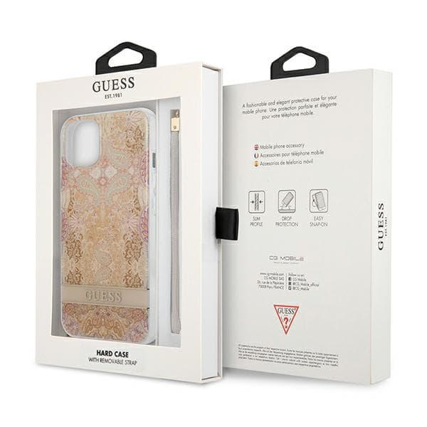 Guess Blommigt Remfodral till iPhone 13 mini, Guld