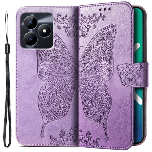 Realme C51 Butterfly Flip Cover, Lilla