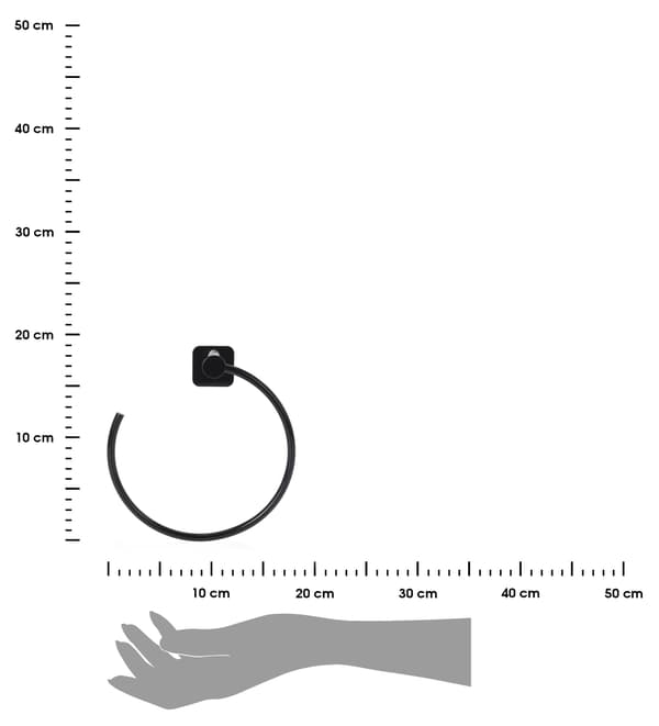 Sort håndklædeholder til væggen, 18 cm