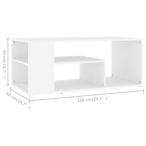 vidaXL Soffbord, Vitt, 100x50x40 cm, Träbaserat Material