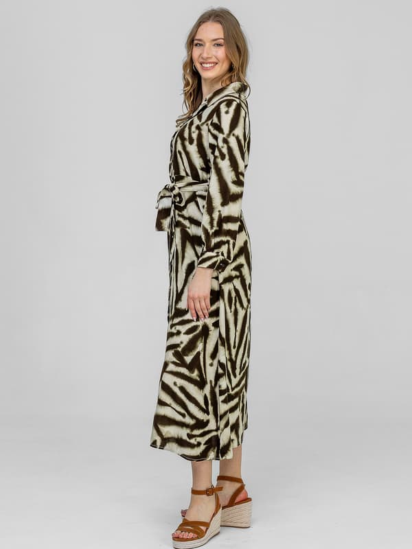 MAXIKJOLE MED LANGE ÆRMER OG PRINT
