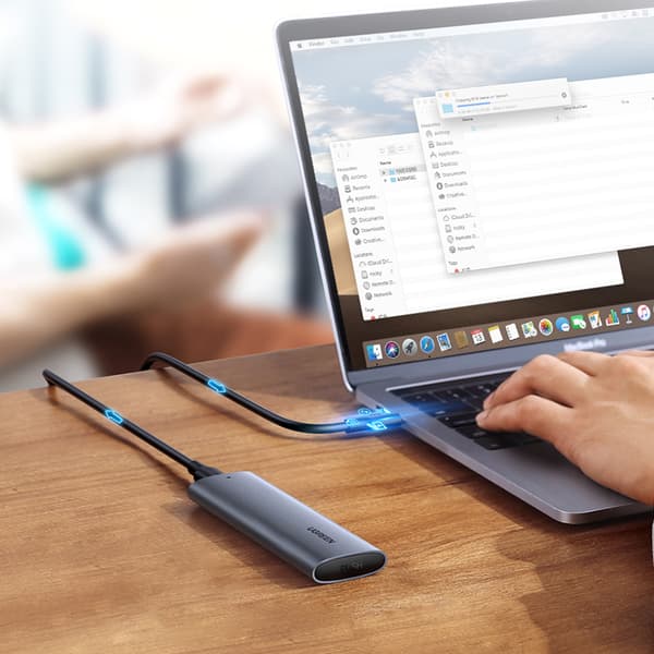 Kiintolevykotelo M.2 B-Key SATA 3.0 Harmaa + USB Type-C -kaapeli