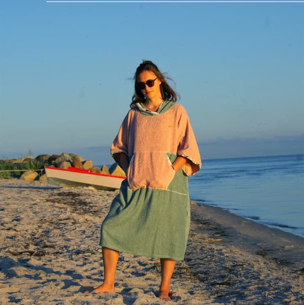 Surf Poncho Green Sage - bomuld M KVINDE længde 105cm