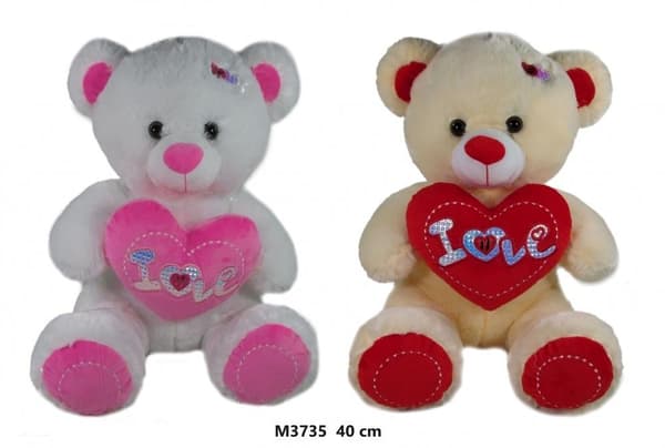 Bamse med hjerte 40 cm MIX
