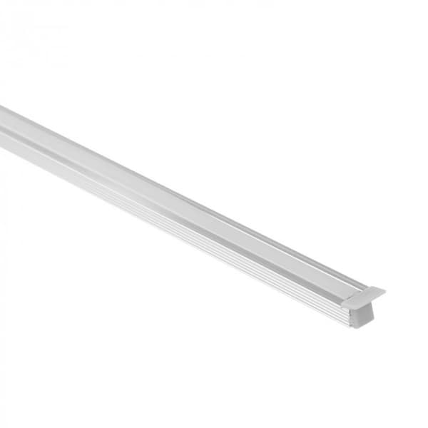 Infälld LED-listprofil, rå silver + mjölkvit skärm 1 m