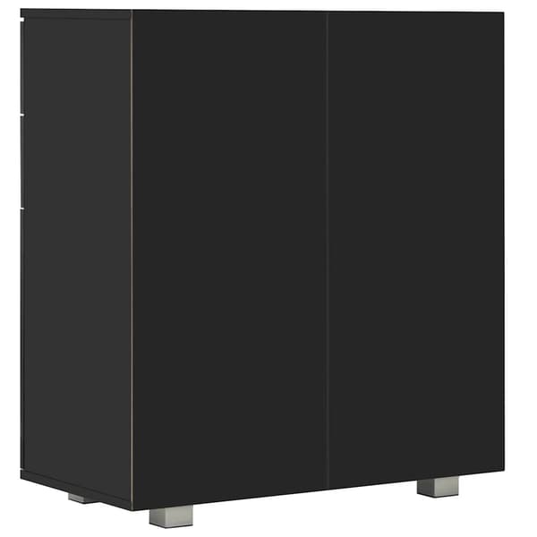 vidaXL kommode i højglans sort 71 x 35 x 76 cm spånplade