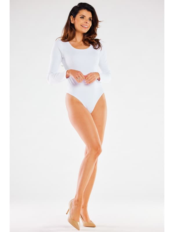 Enkel ribbad bomullsbody, vit - Vit L