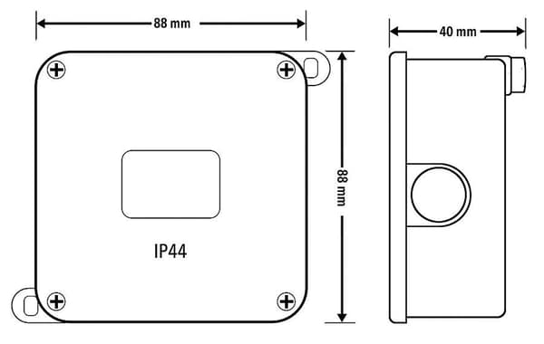 VIPLAST Hermetisk El-boks til overflademontering 88x88x40 mm Sort 1 stk.