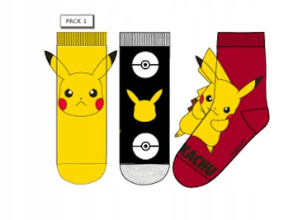 Pikachu Pokémon fodstrømper til drenge 3-pak 23/26