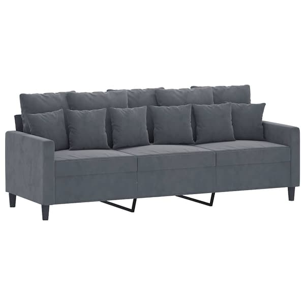 vidaXL 3-sitssoffa mörkgrå 180 cm klädd i sammet