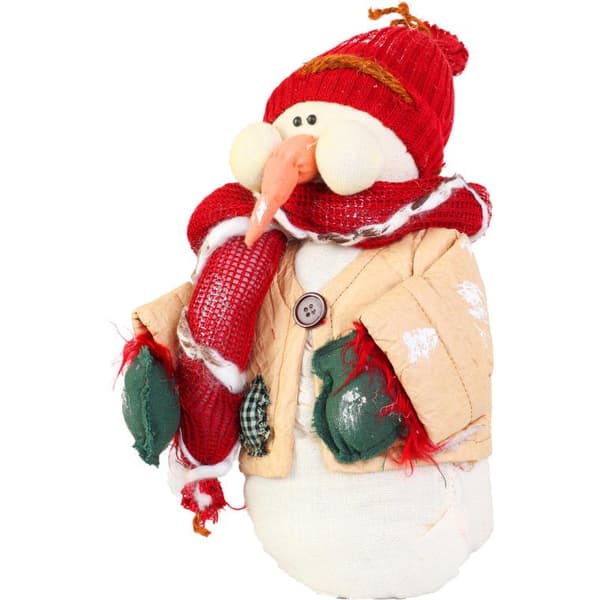 Snögubbe av naturmaterial röd 43 cm