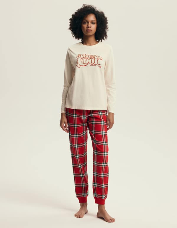 Dalisa Henderson Damepyjamas | Creme, Rød XL